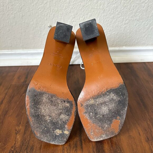 FRAME Le Doheny Ankle-Wrap Leather Sandals in White - Picture 10 of 12